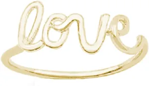 925 Sterling Silver Love in Script Wire Ring (Comes in Colors)