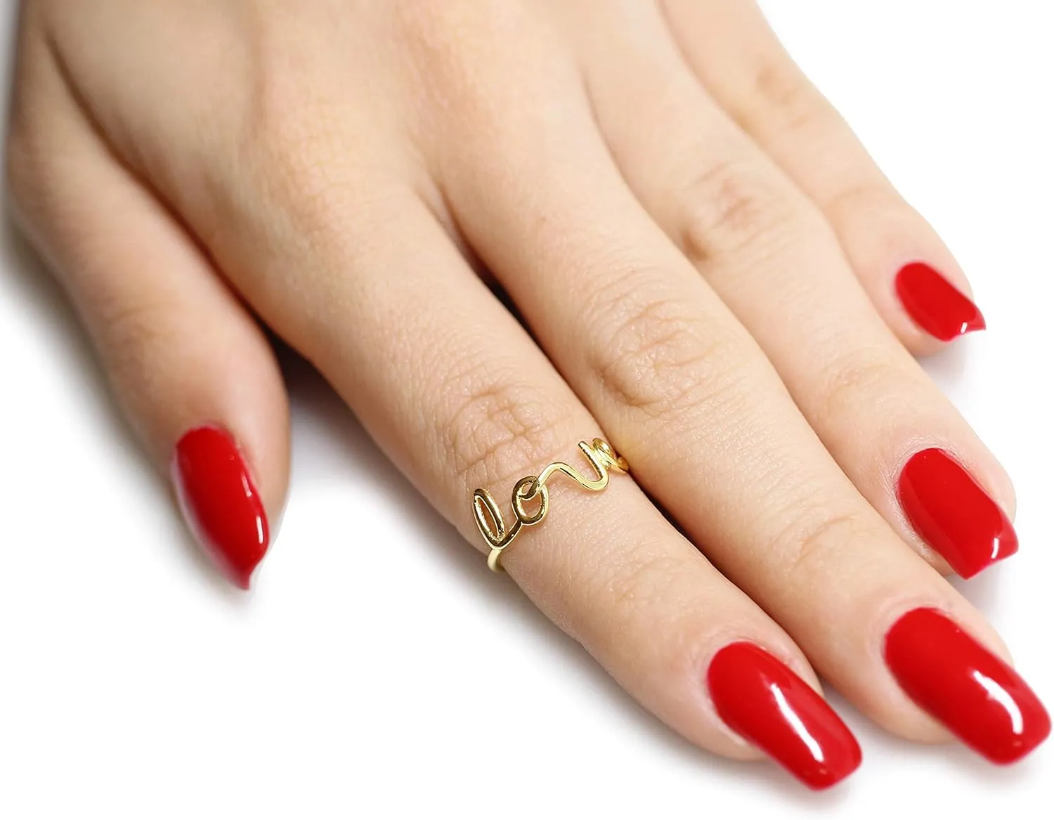 925 Sterling Silver Love in Script Wire Ring (Comes in Colors)