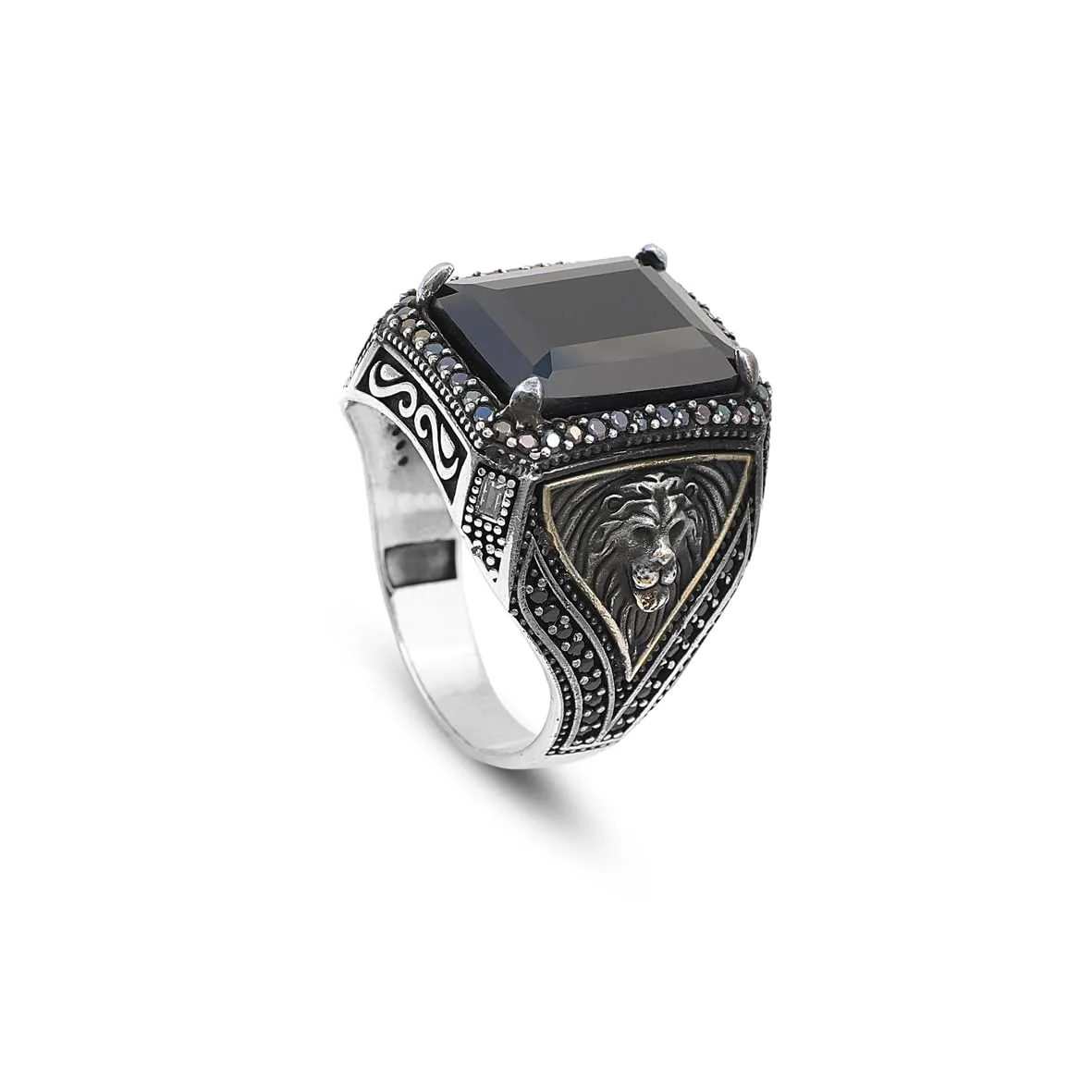 925 Sterling Silver Men's Black Onyx Lion Ring - "Black Onyx Lion Ring for Men - 925 Sterling Silver Black Onyx Gemstone - Birthday Gifts (10)