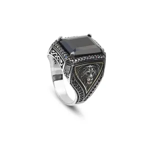 925 Sterling Silver Men's Black Onyx Lion Ring - "Black Onyx Lion Ring for Men - 925 Sterling Silver Black Onyx Gemstone - Birthday Gifts (10)