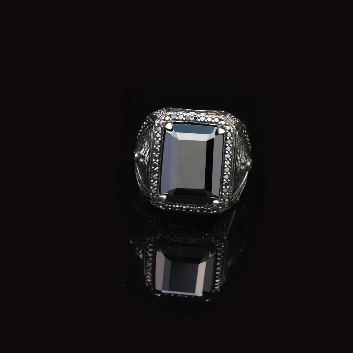 925 Sterling Silver Men's Black Onyx Lion Ring - "Black Onyx Lion Ring for Men - 925 Sterling Silver Black Onyx Gemstone - Birthday Gifts (10)