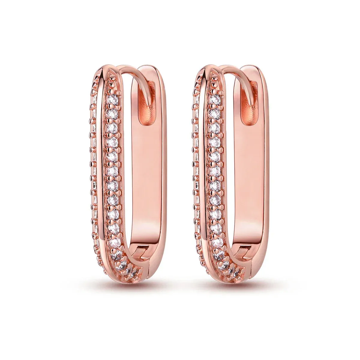 925 Sterling Silver Purple Zircon U Shaped Hoop Earrings For Women Fine Jewelry