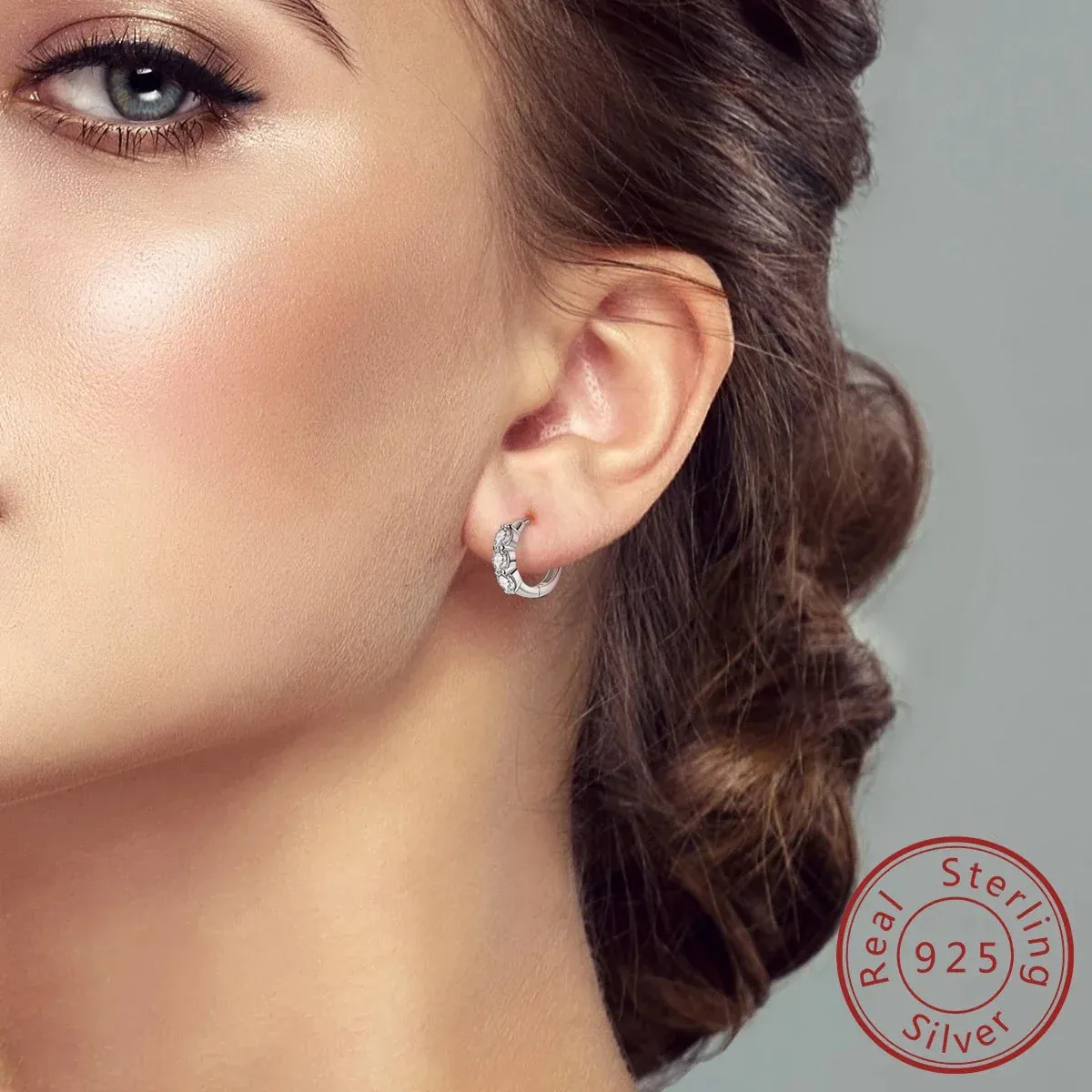 925 Sterling Silver Round Zirconia Hoop Earrings For Women Fine Jewelry