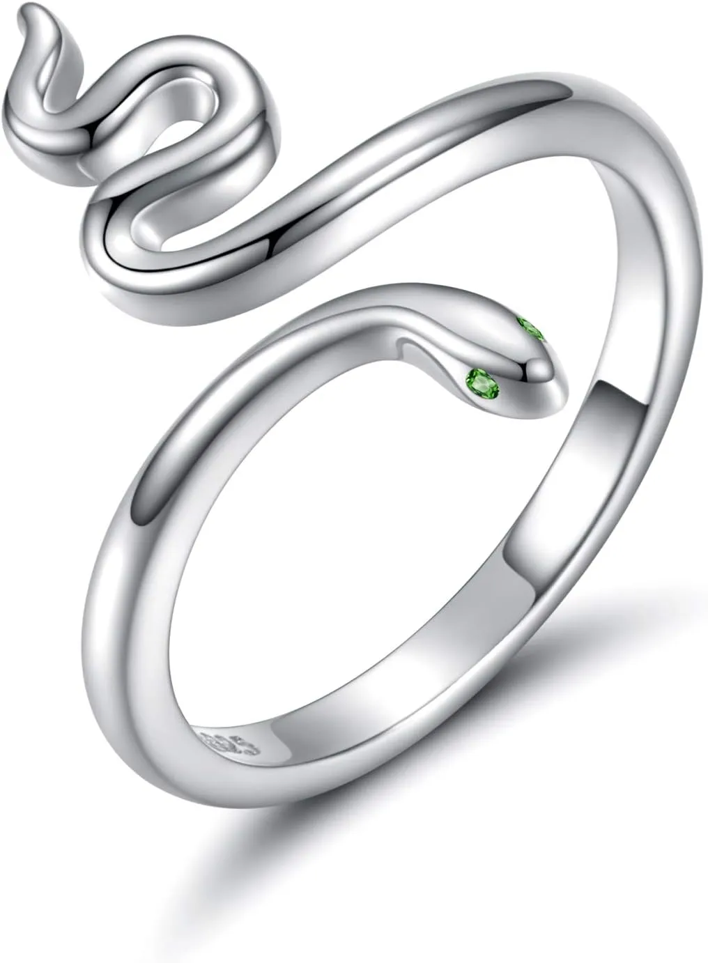925 Sterling Silver Snake Ring for Women Adjustable Thumb Jewelry Green Rings Gifts