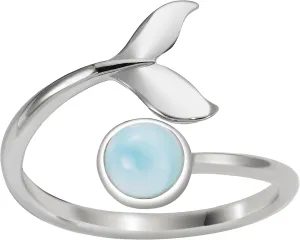 925 Sterling Silver Whale Tail and Full Moon, Adjustable Easy Resize Wrap Around Bypass Ring Eternity Band, Blue White Opal Larimar, 14K Gold Plated, Hypoallergenic Nickel Free, with Gift Box