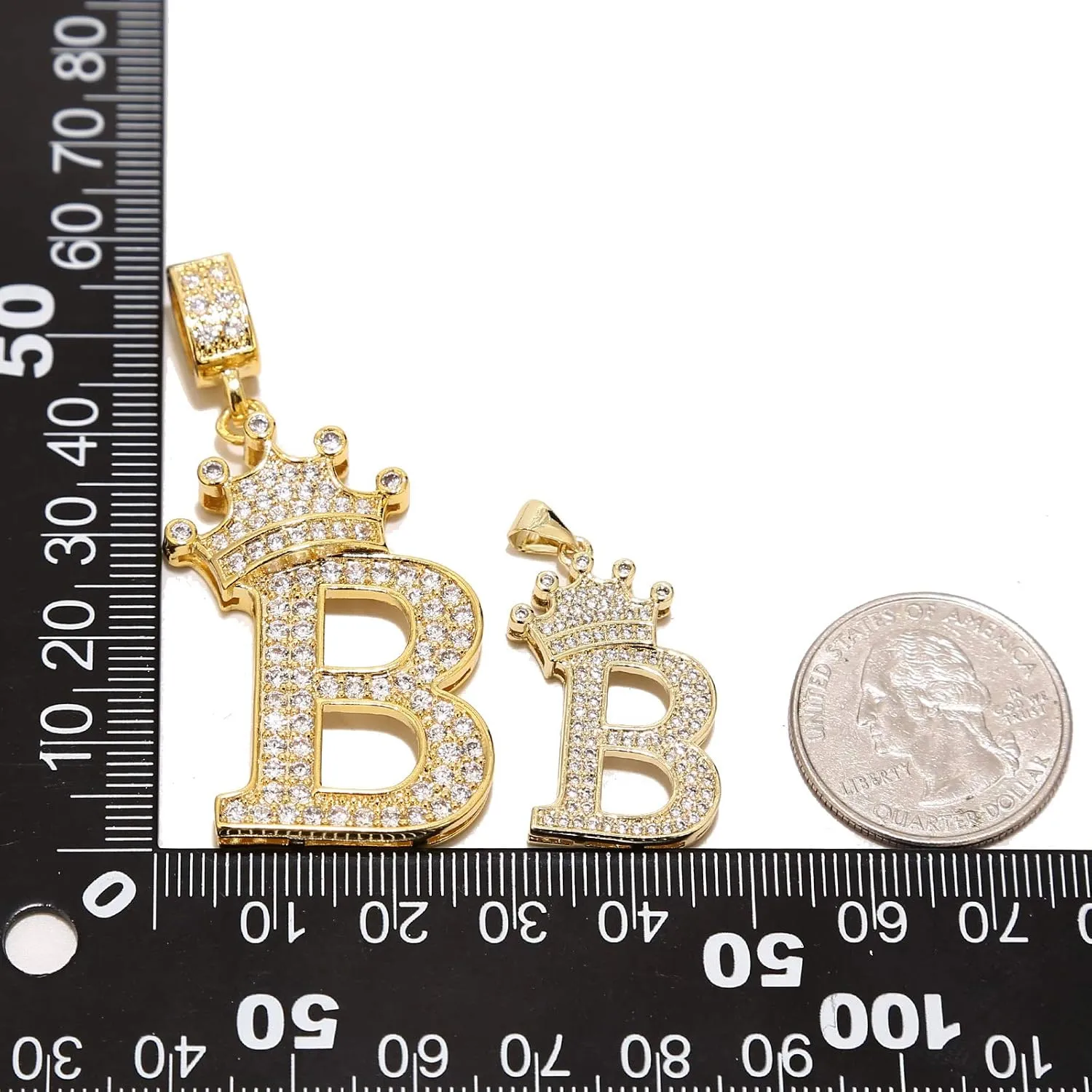 A-Z Letters Necklace Crown Necklace for Men Women 18K Gold Plated Letters Pendants with 23'' Chain Hip Hop Alphabet Name Jewelry Mom Gifts