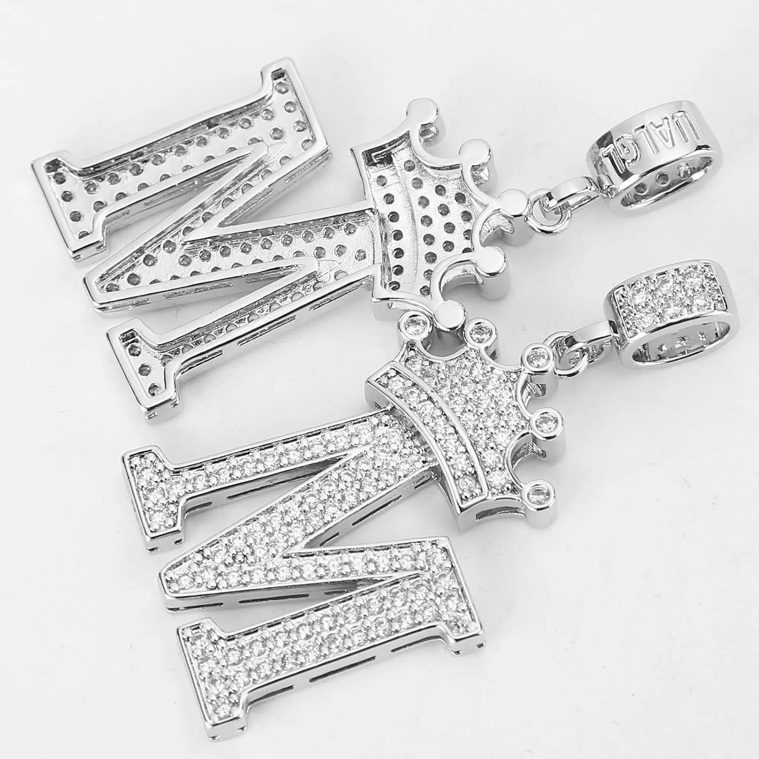 A-Z Letters Necklace Crown Necklace for Men Women 18K Gold Plated Letters Pendants with 23'' Chain Hip Hop Alphabet Name Jewelry Mom Gifts