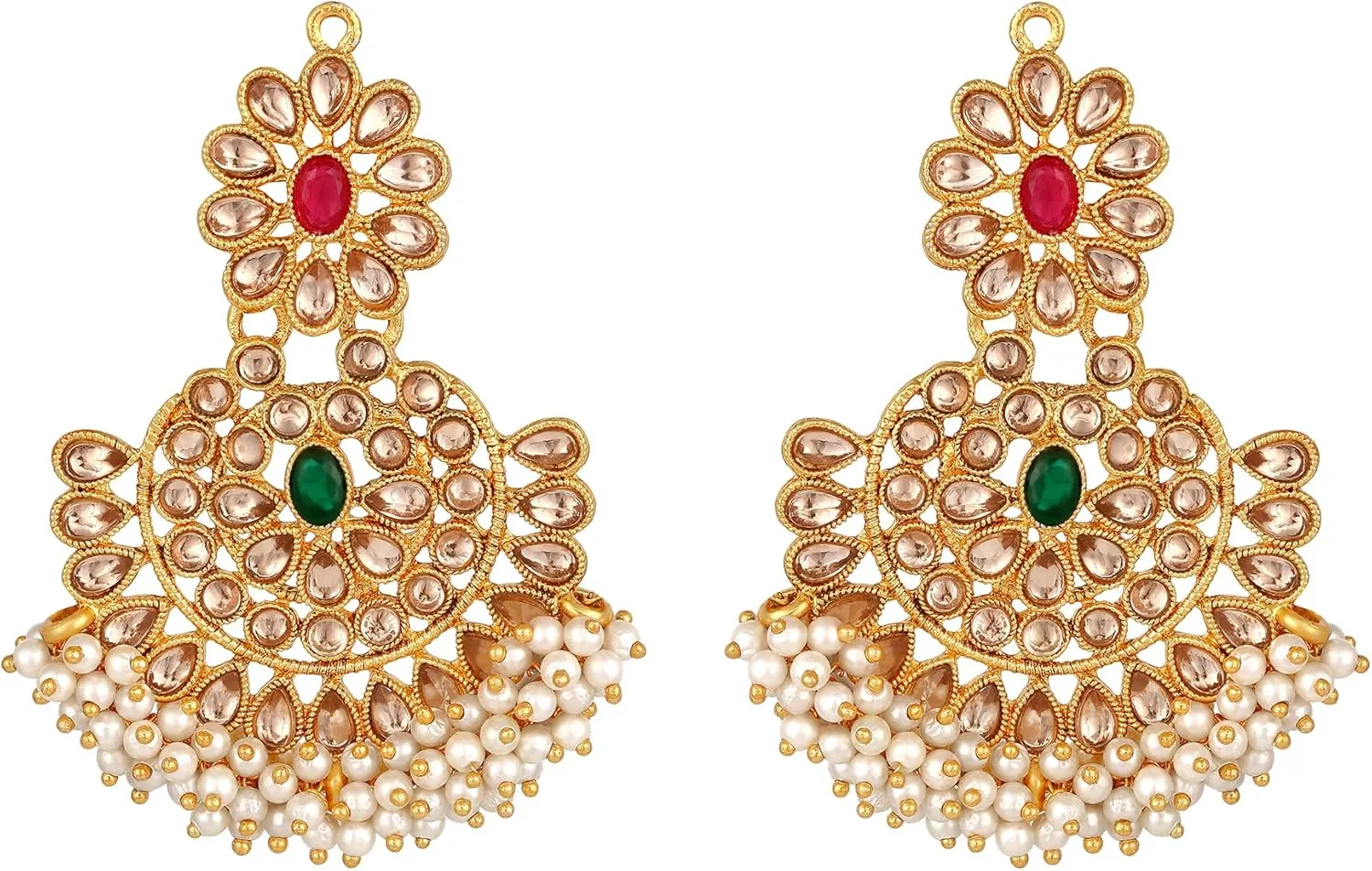Aabhu Kundan Choker Necklace Set with Earrings & Maang Tikka, Gold-Plated Indian Wedding Jewelry Sets for Women, Traditional Indian Choker Necklace, Bollywood Jewelry, Indian Jewelry Set for Weddings & Parties