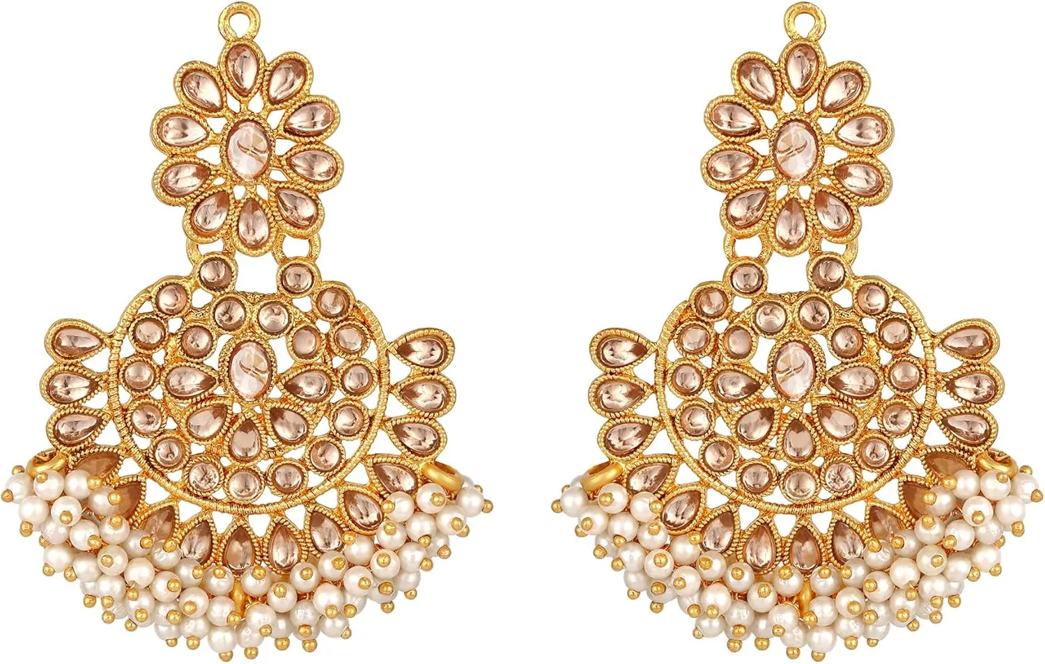 Aabhu Kundan Choker Necklace Set with Earrings & Maang Tikka, Gold-Plated Indian Wedding Jewelry Sets for Women, Traditional Indian Choker Necklace, Bollywood Jewelry, Indian Jewelry Set for Weddings & Parties