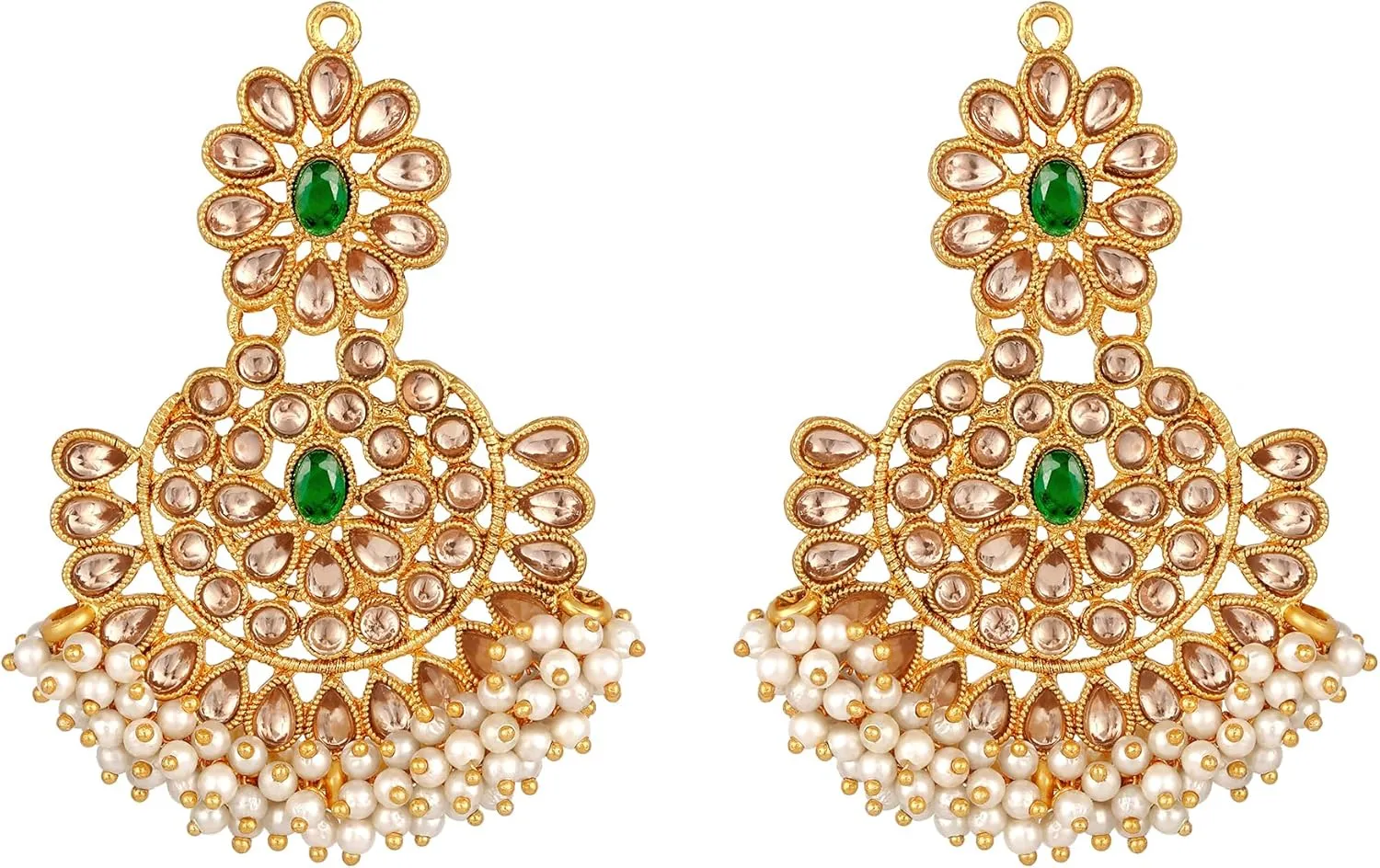 Aabhu Kundan Choker Necklace Set with Earrings & Maang Tikka, Gold-Plated Indian Wedding Jewelry Sets for Women, Traditional Indian Choker Necklace, Bollywood Jewelry, Indian Jewelry Set for Weddings & Parties