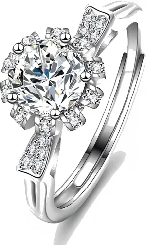 Adjustable 1ct Platinum Plated CZ Wedding Band - 925 Sterling Silver Fashion Ring for Women, Perfect for Weddings or as a Gift for Girlfriend