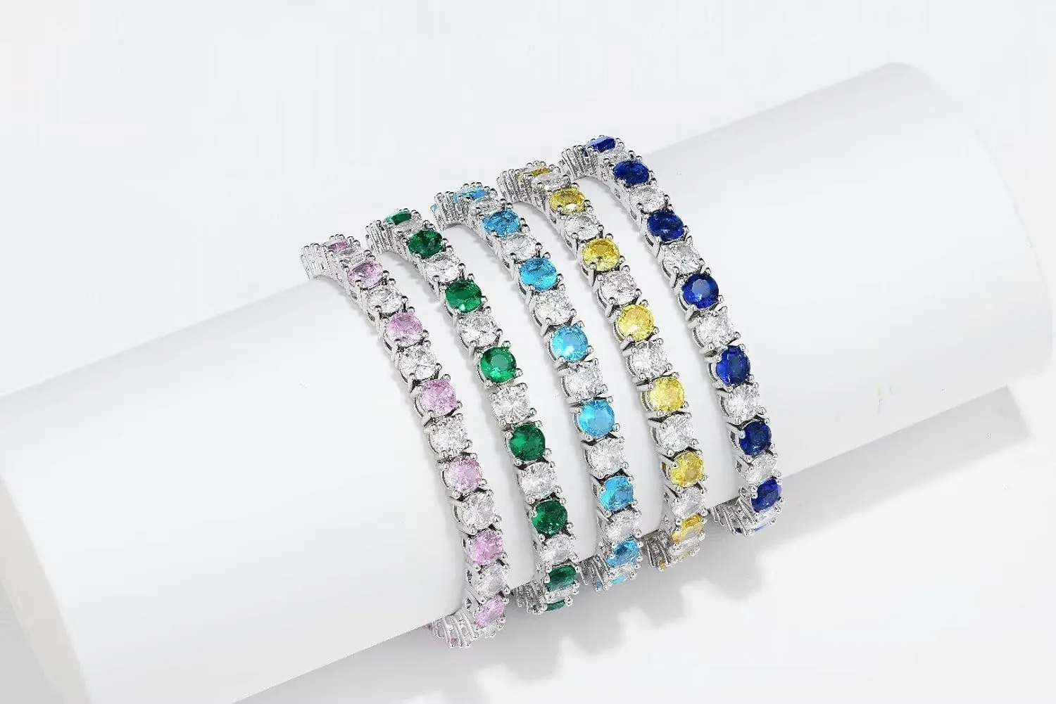 Adjustable Birthstone Tennis Bracelets for Women,4mm Cubic Zirconia Classic Tennis Bracelets Birthday Gifts Jewelry for Mother Wife Grandmother