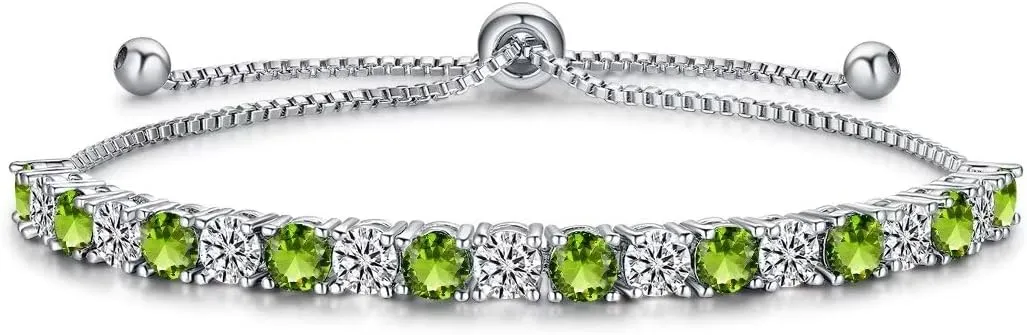 Adjustable Birthstone Tennis Bracelets for Women,4mm Cubic Zirconia Classic Tennis Bracelets Birthday Gifts Jewelry for Mother Wife Grandmother