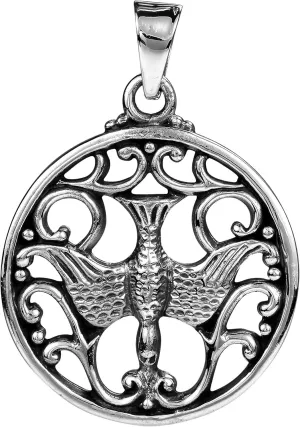 AeraVida Gentle Dove Holy Spirit .925 Sterling Silver Pendant | Holy Spirit Pendant | Holy Dove Charm | Religious Pendant Charms | Silver Handmade Pendant