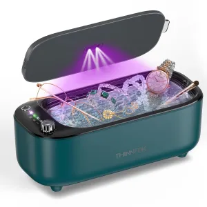 AI Ultrasonic Jewelry Cleaner, Jewelry Cleaning Machine Smart Variable Frequency 47KHz - 50KHz, Professional Sonic Cleaner with UV for Rings, Glasses, Watches, Dentures, Retainer, Earrings, Necklaces