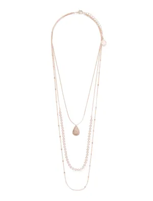 Aida Tear Drop 3 Row Bead Necklace