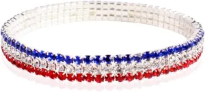 American Flag USA Patriotic Earrings - July 4th Independence Sparkly Rhinestone Heart Studs, Metallic, Stars & Stripe Faux Leather Hook Dangles, Bangle Bracelet, Pendant Necklace