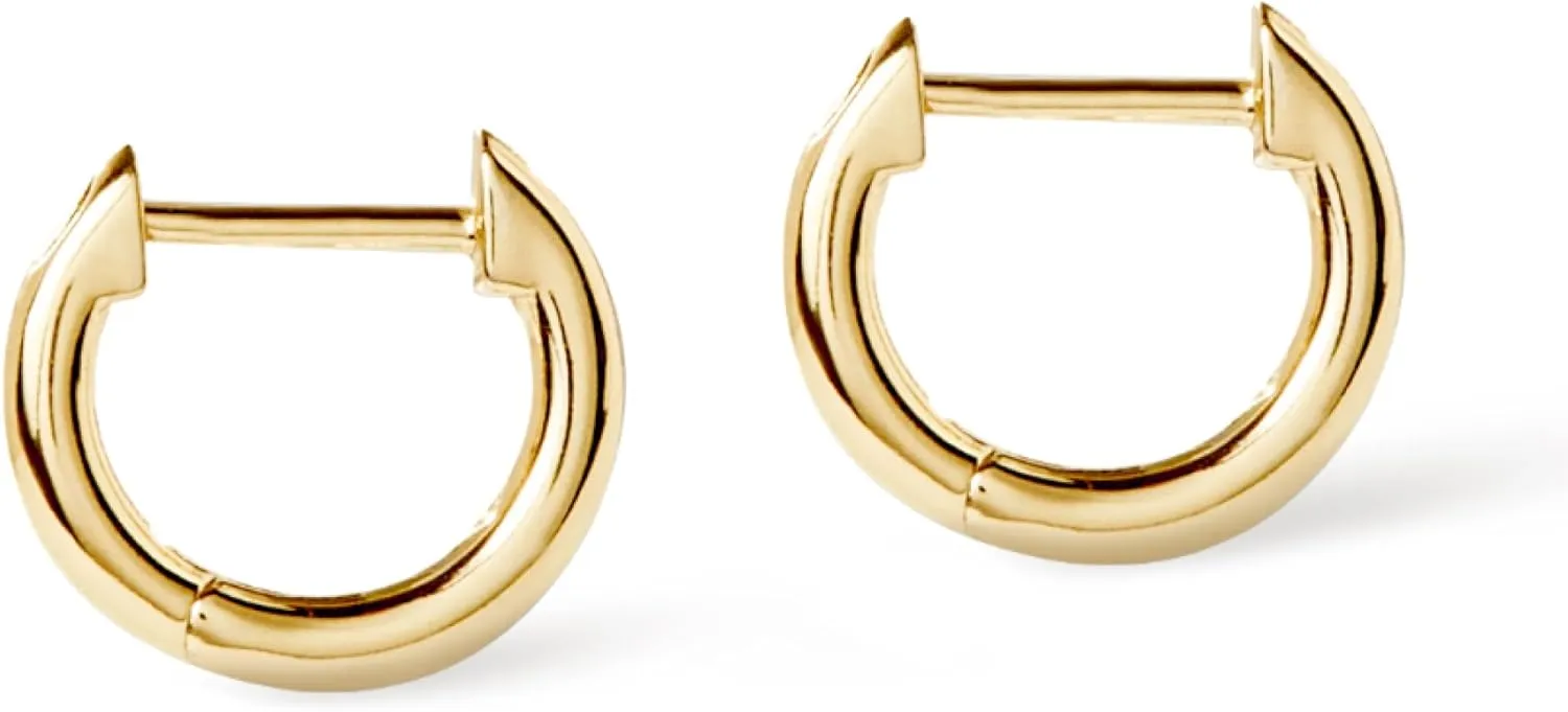 Ana Luisa Huggie Hoop Earrings for Women Trendy - Small Single & Double Hoops For Women - 14K Gold Plated, Silver Rhodium & Gold Two-Tone Hoop Earrings - Hypoallergenic, Water-Resistant & Tarnish-Free