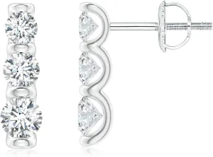 ANGARA Lab Grown Bar-Set Diamond Journey Earrings in 14K Solid Gold/Platinum | April Birthstone, Birthday, Engagement, Anniversary, Wedding Jewelry Gift for Women