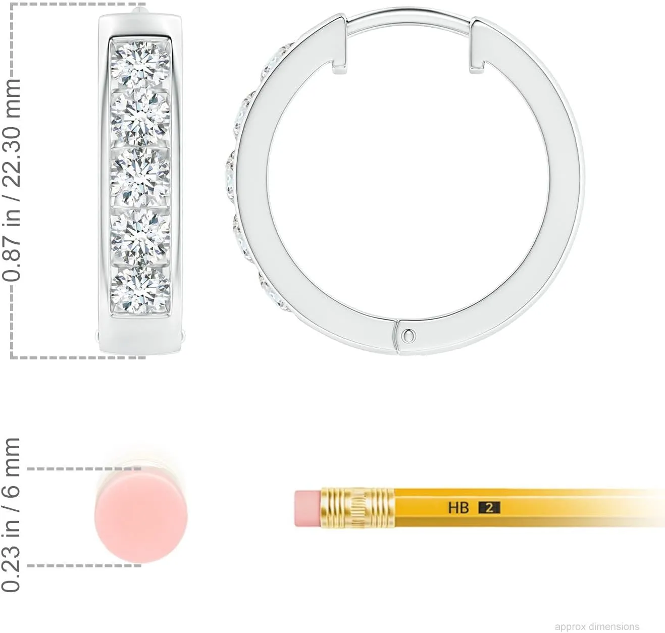 ANGARA Lab Grown Channel-Set Diamond Hoop Earrings in 14K Solid Gold/Platinum | April Birthstone, Birthday, Engagement, Anniversary, Wedding Jewelry Gift for Women