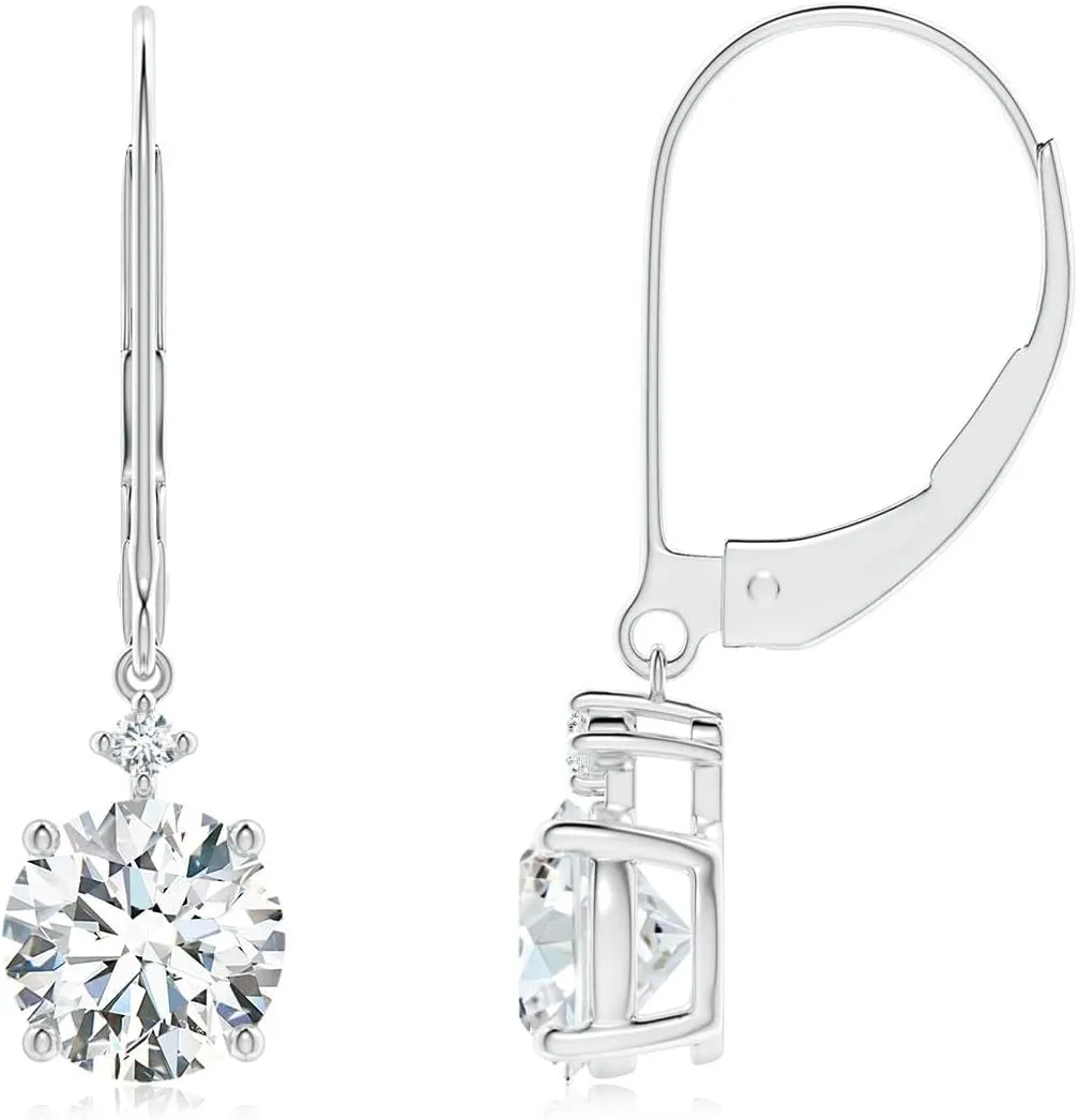 ANGARA Lab-Grown Diamond Solitaire Dangle Earrings in Platinum for Women (Size-5.9mm | Carat- 1.5 Ct tw.) | April Birthstone Jewellery for Her