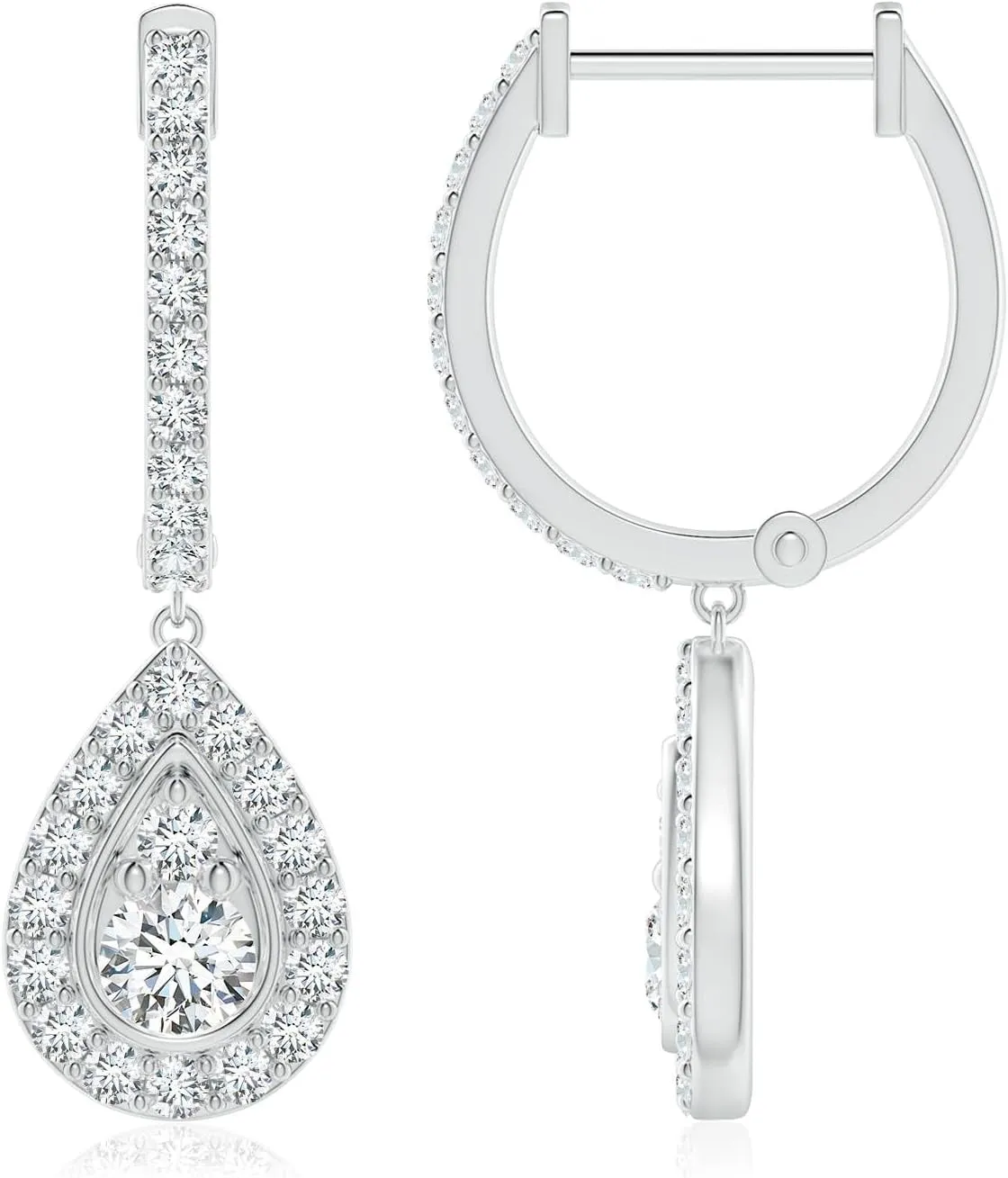 ANGARA Lab Grown Diamond Teardrop Hoop Earrings in 14K Solid Gold/Platinum | April Birthstone, Birthday, Engagement, Anniversary, Wedding Jewelry Gift for Women