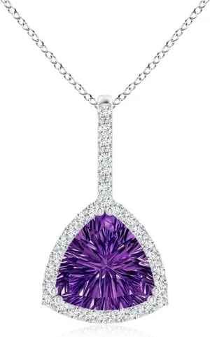 Angara Natural Amethyst Halo Pendant Necklace for Women in Platinum (Grade-AAAA | 8mm) February Birthstone Jewelry Gift for Women | Birthday | Wedding | Anniversary