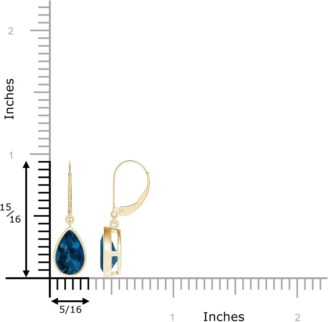 ANGARA Natural Bezel-Set Pear London Blue Topaz Leverback Drop Earrings in 14K Solid Gold/Platinum | November Birthstone, Birthday, Engagement, Anniversary, Wedding Jewelry Gift for Women