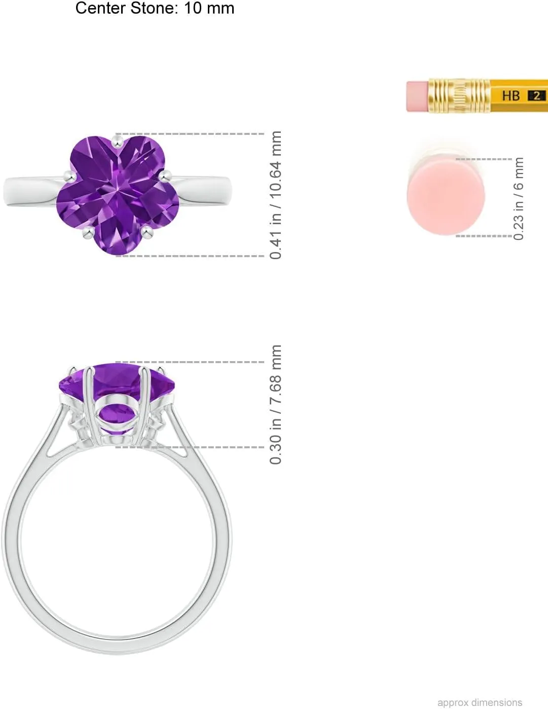 Angara Natural Classic Five-Petal Flower Amethyst Ring in 14K Solid Gold/Platinum | February Birthstone, Birthday, Engagement, Anniversary, Wedding Jewelry Gift for Women