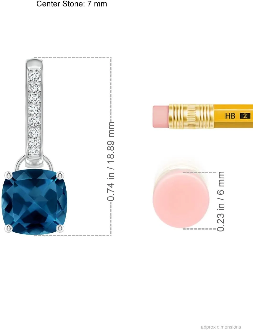 ANGARA Natural Cushion London Blue Topaz Drop Earrings with Diamond Accents in 14K Solid Gold/Platinum | November Birthstone, Birthday, Engagement, Anniversary, Wedding Jewelry Gift for Women