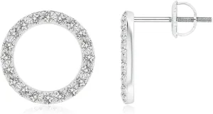ANGARA Natural Diamond Open Circle Stud Earrings in 14K Solid Gold/Platinum | April Birthstone, Birthday, Engagement, Anniversary, Wedding Jewelry Gift for Women