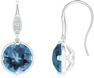 ANGARA Natural London Blue Topaz Dangle Earrings for Women in 14K Solid Gold | November Birthstone, Birthday, Engagement, Anniversary, Wedding Jewelry Gift for Women