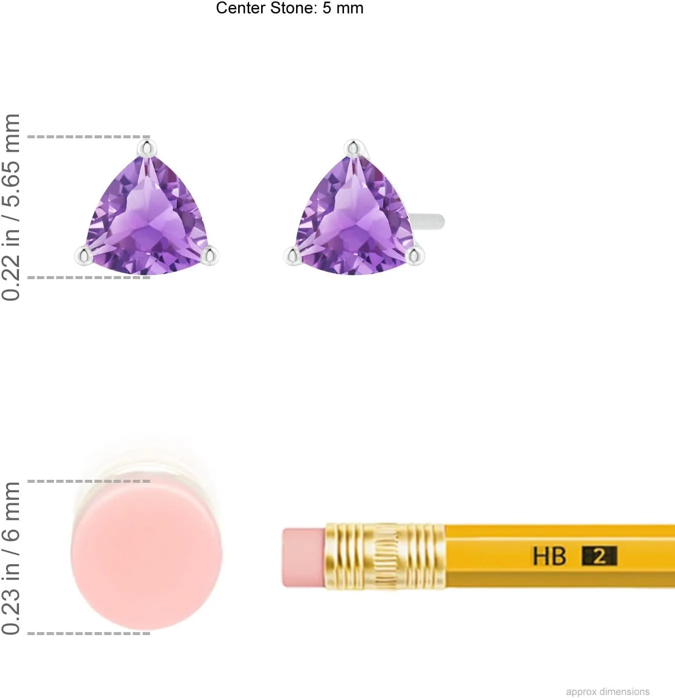 ANGARA Natural Martini-Set Trillion Amethyst Stud Earrings in 14K Solid Gold/Platinum | February Birthstone, Birthday, Engagement, Anniversary, Wedding Jewelry Gift for Women