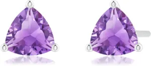 ANGARA Natural Martini-Set Trillion Amethyst Stud Earrings in 14K Solid Gold/Platinum | February Birthstone, Birthday, Engagement, Anniversary, Wedding Jewelry Gift for Women