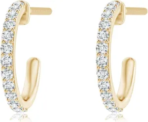 ANGARA Natural Prong-Set Round Diamond Hoop Earrings in 14K Solid Gold/Platinum | April Birthstone, Birthday, Engagement, Anniversary, Wedding Jewelry Gift for Women