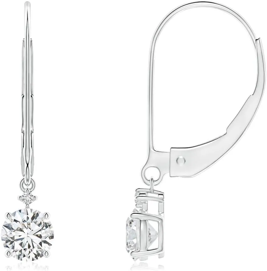 ANGARA Natural Solitaire Diamond Dangle Earrings in 14K Solid Gold/Platinum | April Birthstone, Birthday, Engagement, Anniversary, Wedding Jewelry Gift for Women