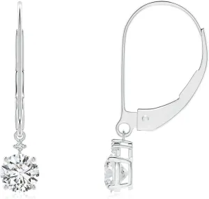 ANGARA Natural Solitaire Diamond Dangle Earrings in 14K Solid Gold/Platinum | April Birthstone, Birthday, Engagement, Anniversary, Wedding Jewelry Gift for Women
