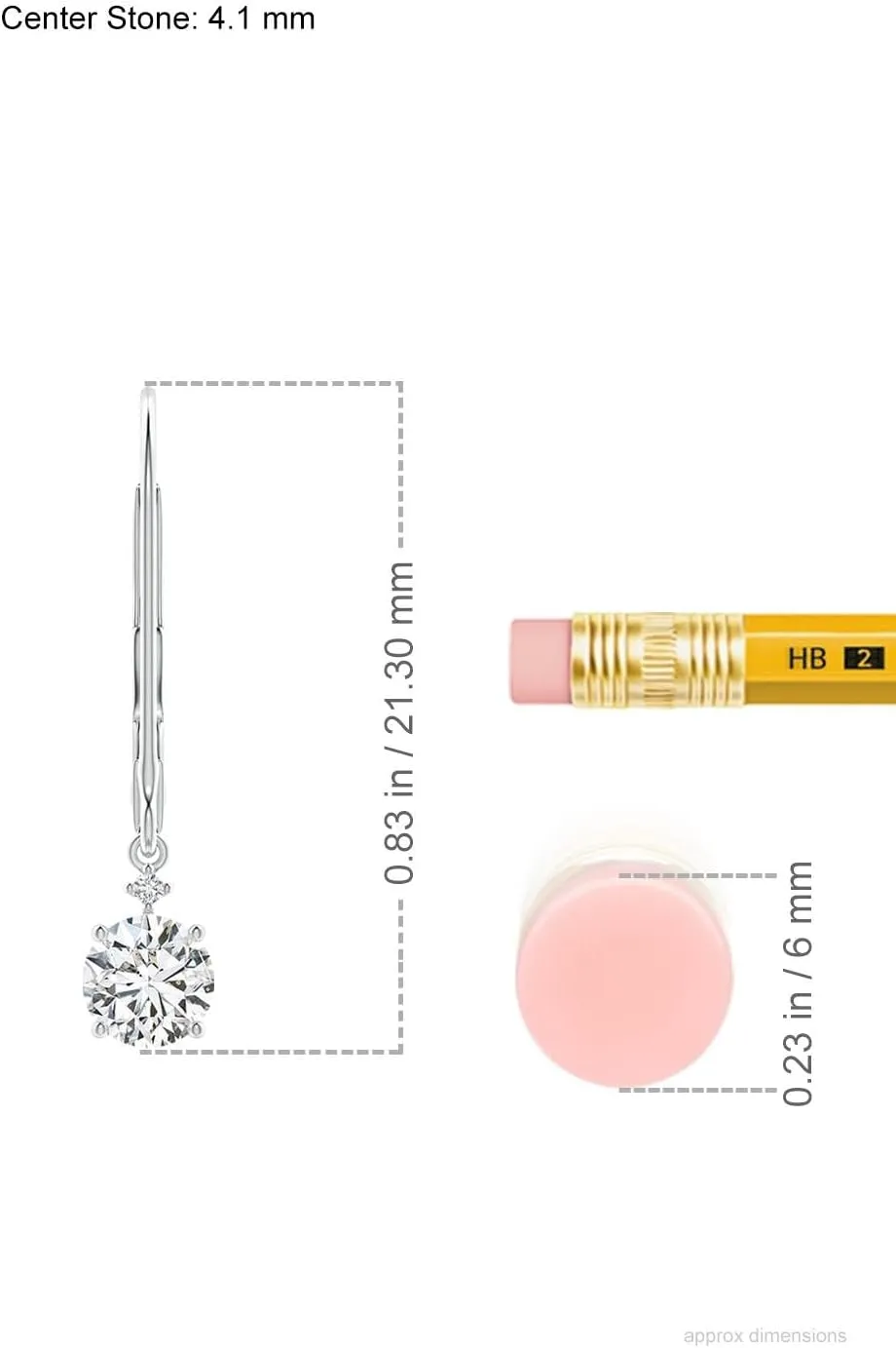 ANGARA Natural Solitaire Diamond Dangle Earrings in 14K Solid Gold/Platinum | April Birthstone, Birthday, Engagement, Anniversary, Wedding Jewelry Gift for Women