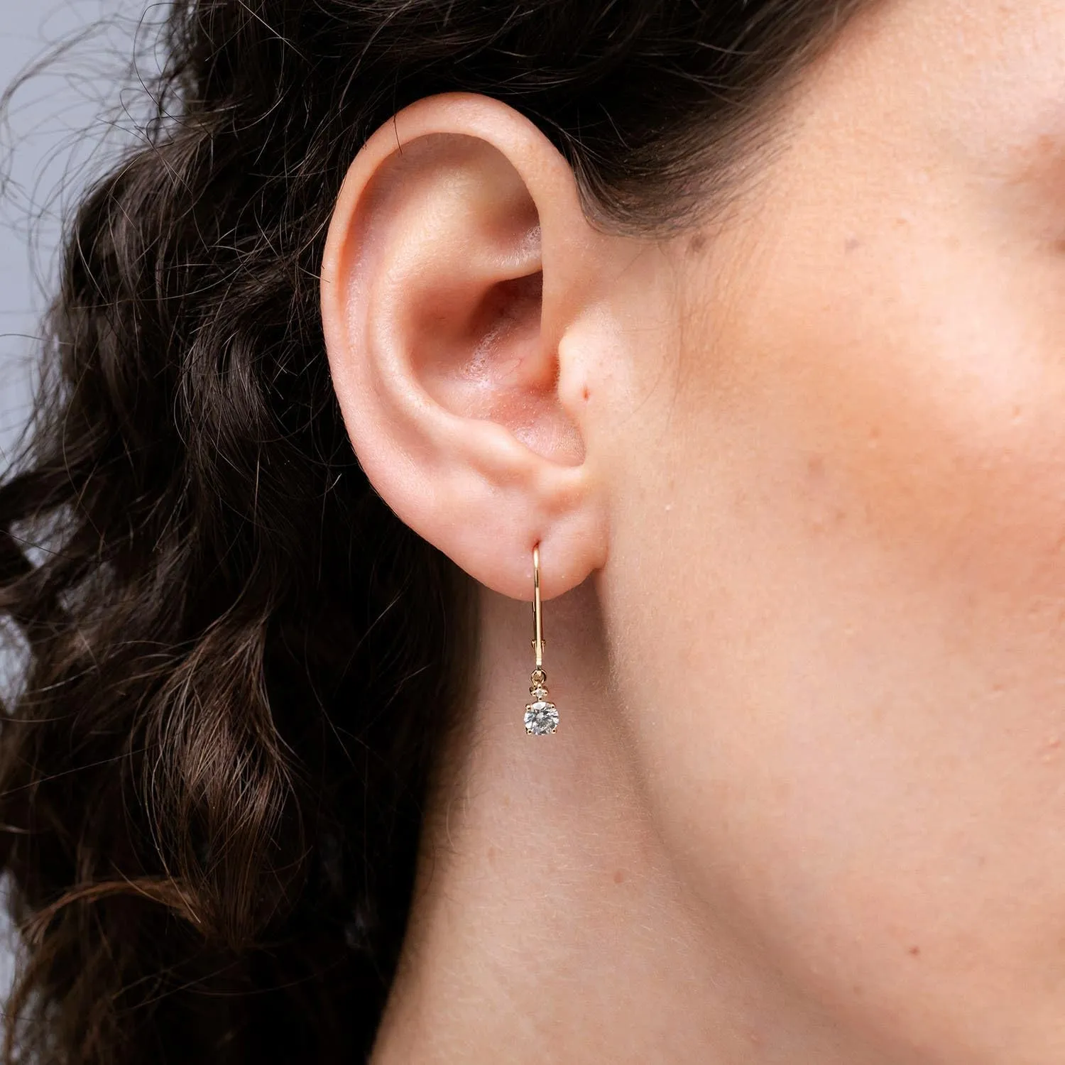 ANGARA Natural Solitaire Diamond Dangle Earrings in 14K Solid Gold/Platinum | April Birthstone, Birthday, Engagement, Anniversary, Wedding Jewelry Gift for Women
