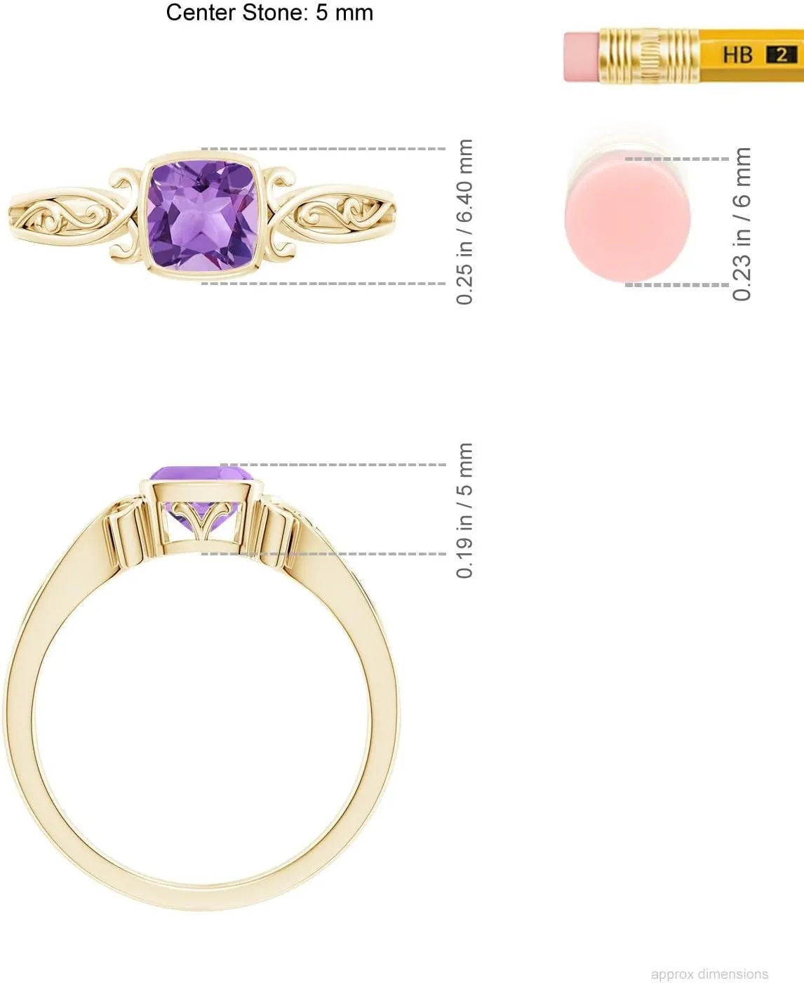 Angara Natural Vintage Style Cushion Amethyst Solitaire Ring in 14K Solid Gold/Platinum | February Birthstone, Birthday, Engagement, Anniversary, Wedding Jewelry Gift for Women