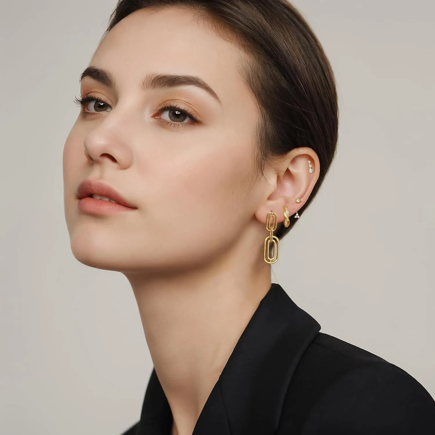 Angelady 14K Gold Plated Stud Hoop Earrings Set for Women, 4 Pairs Hoop Huggie Earrings Stacks, Cute Butterfly Earrings Jewelry for Her/Women