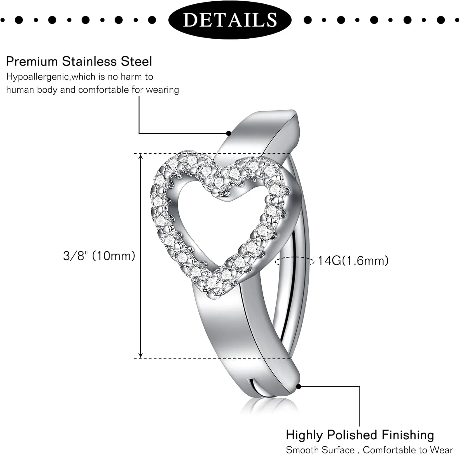 Anicina Belly Button Rings 14G Diamond CZ Belly Rings Surgical Stainless Steel Navel Rings Butterfly Heart Devil Belly Button Piercing Jewelry for Women