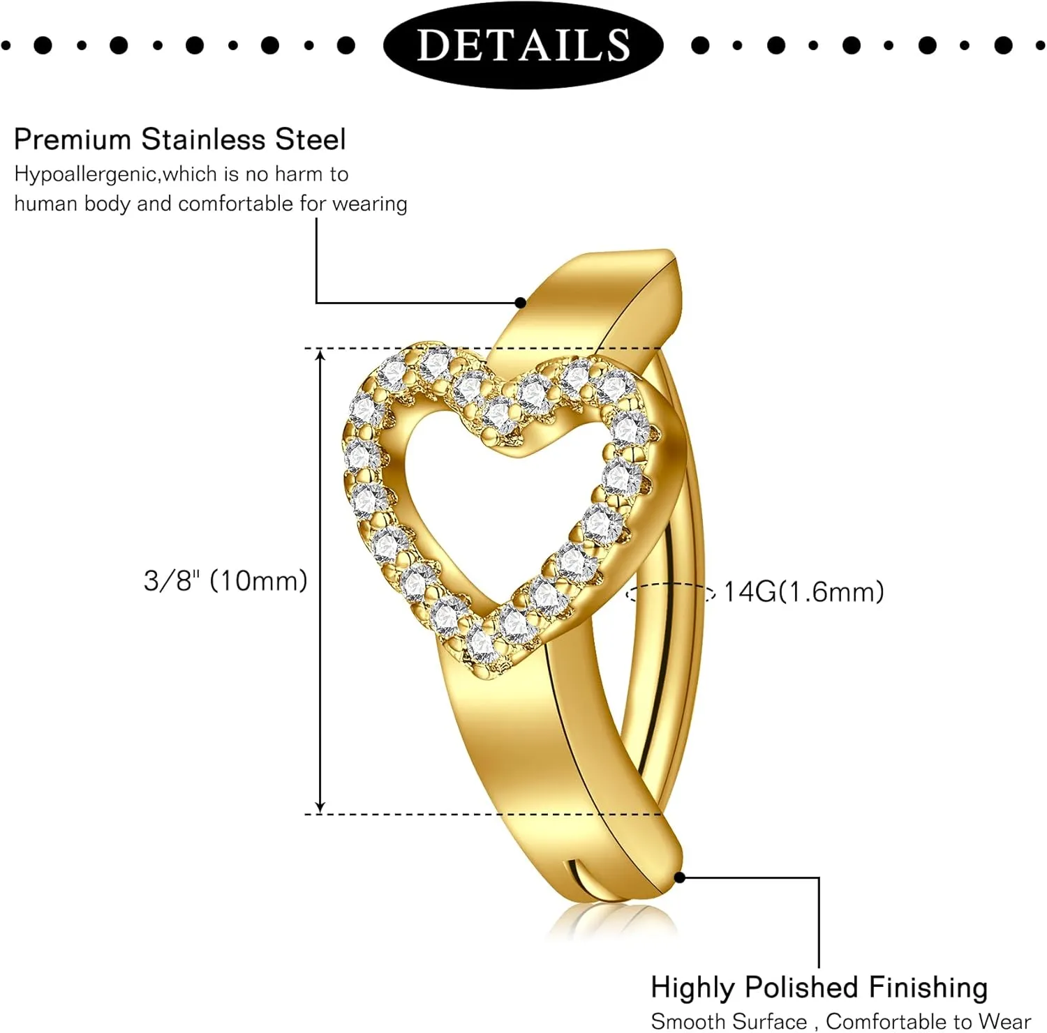Anicina Belly Button Rings 14G Diamond CZ Belly Rings Surgical Stainless Steel Navel Rings Butterfly Heart Devil Belly Button Piercing Jewelry for Women