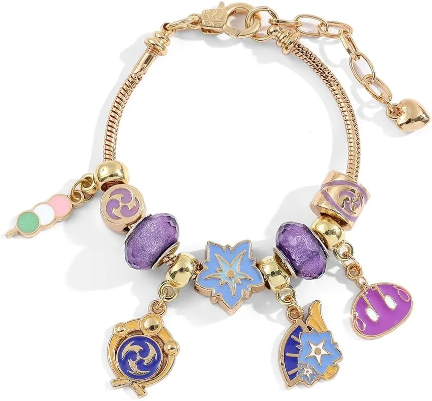 Anime Genshin Jewellery Bracelet for Women Gamer - Metal Gemstone Bracelets Jewellery Bracelets Gift Box for Game Fan Collection Girls Men Gifts