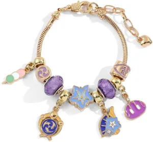 Anime Genshin Jewellery Bracelet for Women Gamer - Metal Gemstone Bracelets Jewellery Bracelets Gift Box for Game Fan Collection Girls Men Gifts