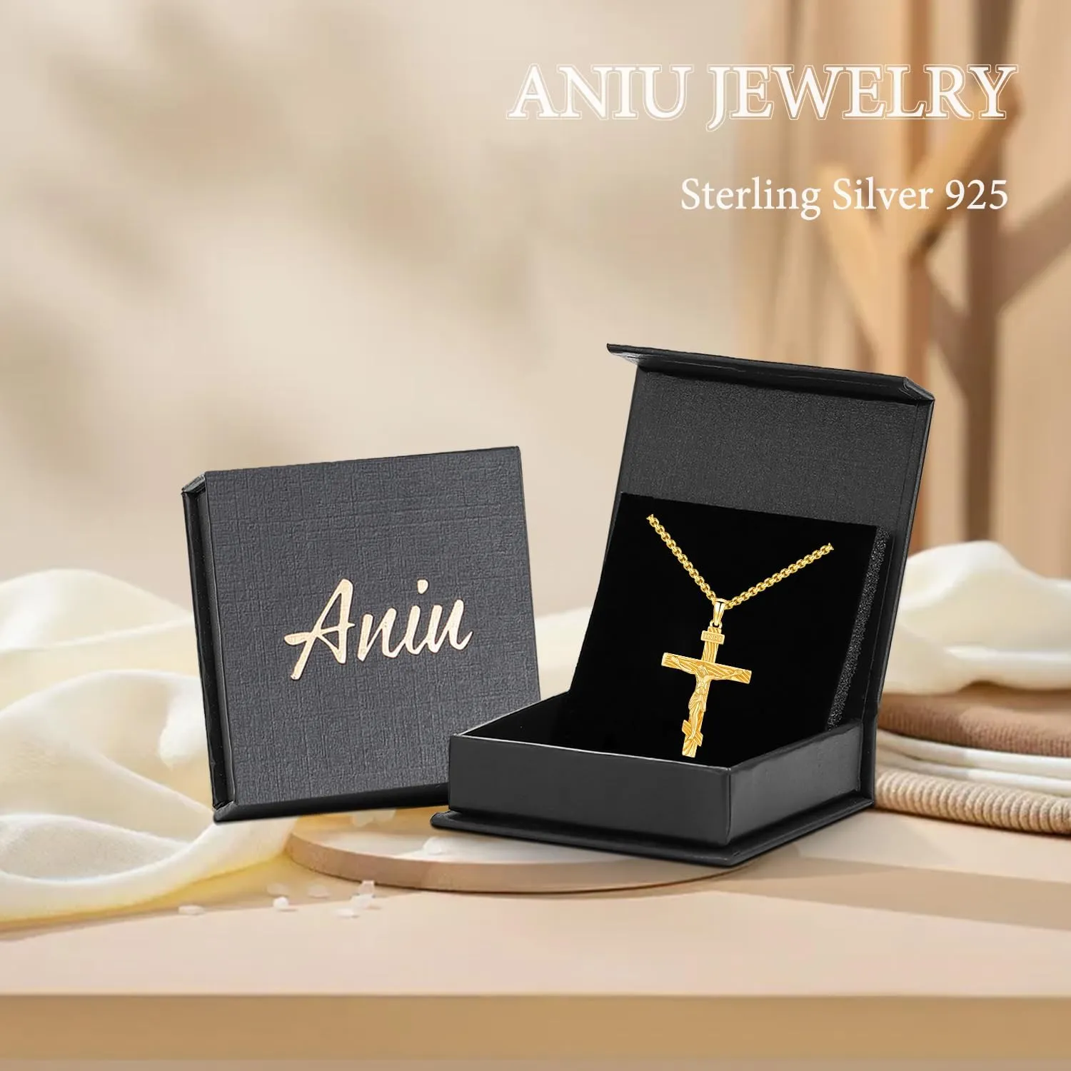 Aniu St. Michael/St. Christopher/St.Bemedict/Jesus Cross Pendant Necklaces Sterling Silver Religious Gifts for Men Women