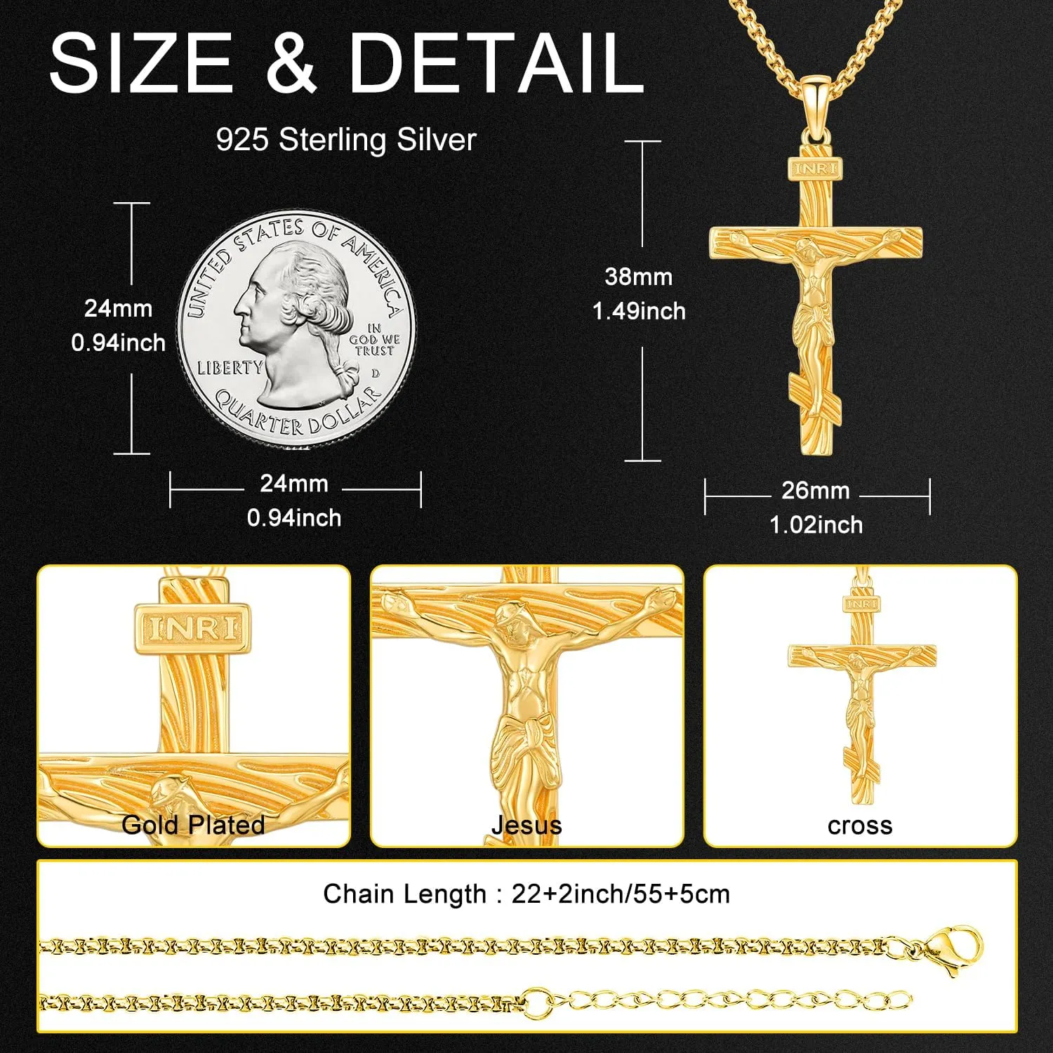 Aniu St. Michael/St. Christopher/St.Bemedict/Jesus Cross Pendant Necklaces Sterling Silver Religious Gifts for Men Women