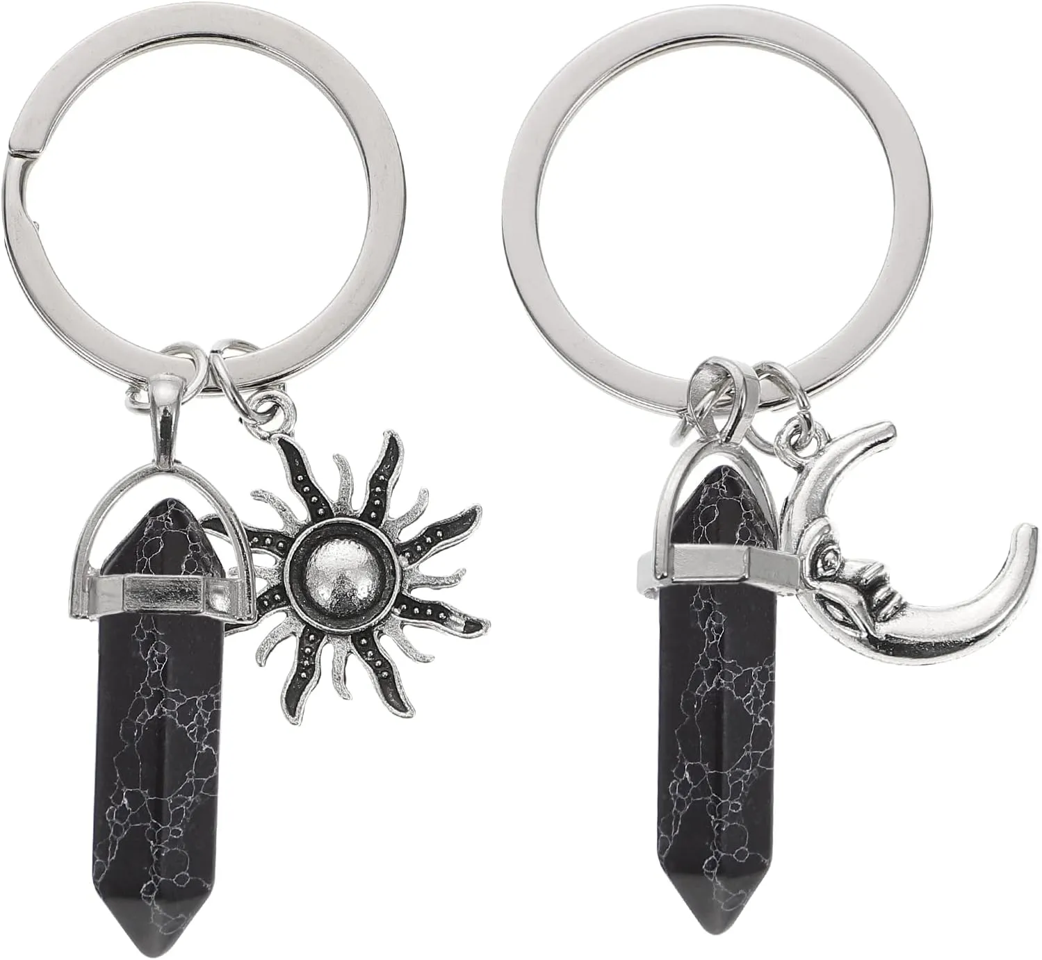 ARTIBETTER Moon Sun Charms Keychain 2Pcs Couples Key-chains Novel Sun and Moon Design Keychains Decorative Key Holder Moon Pendant Keychains