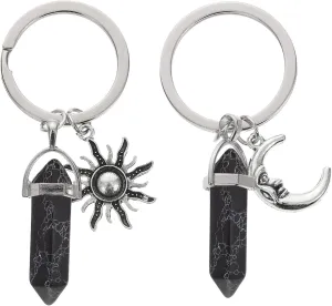 ARTIBETTER Moon Sun Charms Keychain 2Pcs Couples Key-chains Novel Sun and Moon Design Keychains Decorative Key Holder Moon Pendant Keychains