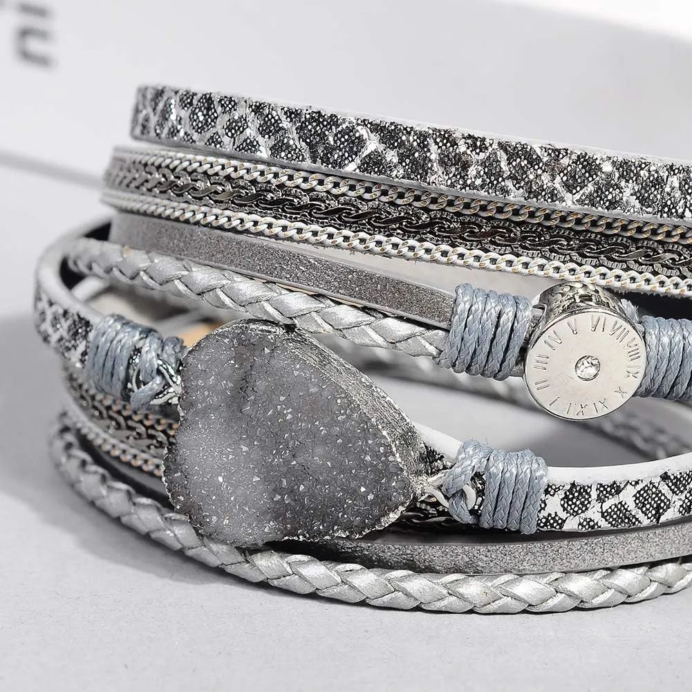 Artilady Leather Wrap Bracelets for Women - Pearl Bracelets Handmade Clasp Bangle Bracelet with Beads Jewelry Gift for Women and Mother